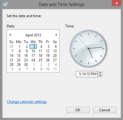 Windows 8 Date and Time Settings